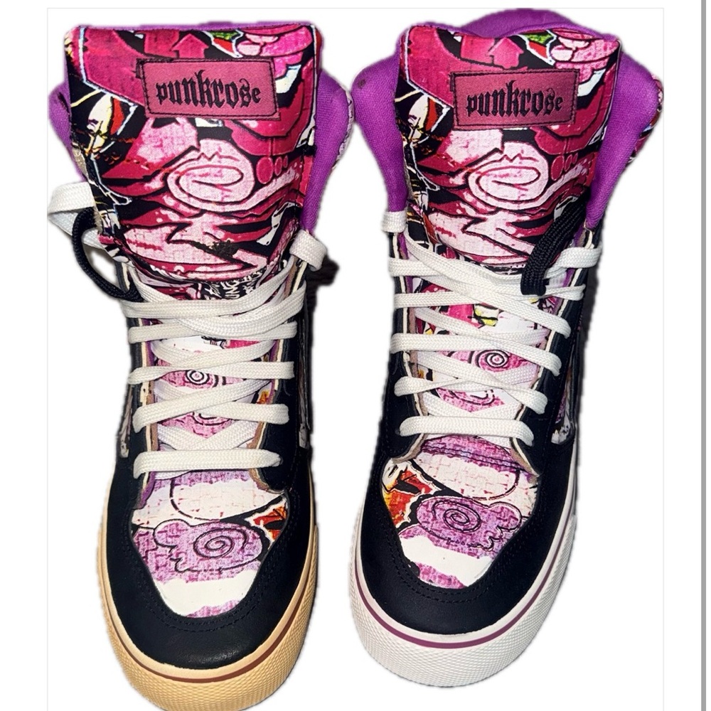 Rare Vintage Punkrose Graffiti Hi-Top Sneakers Y2K Skater Size 7